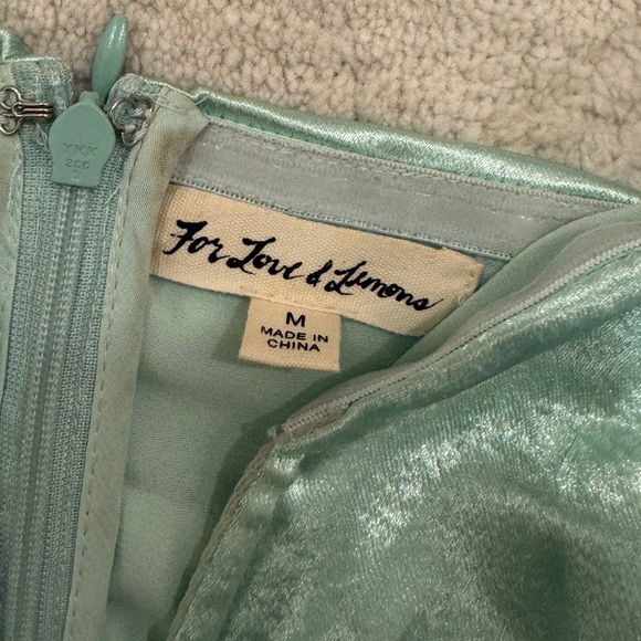 For Love & Lemons - Stevie Metallic Mini Dress in Mint - Picture 3 of 5